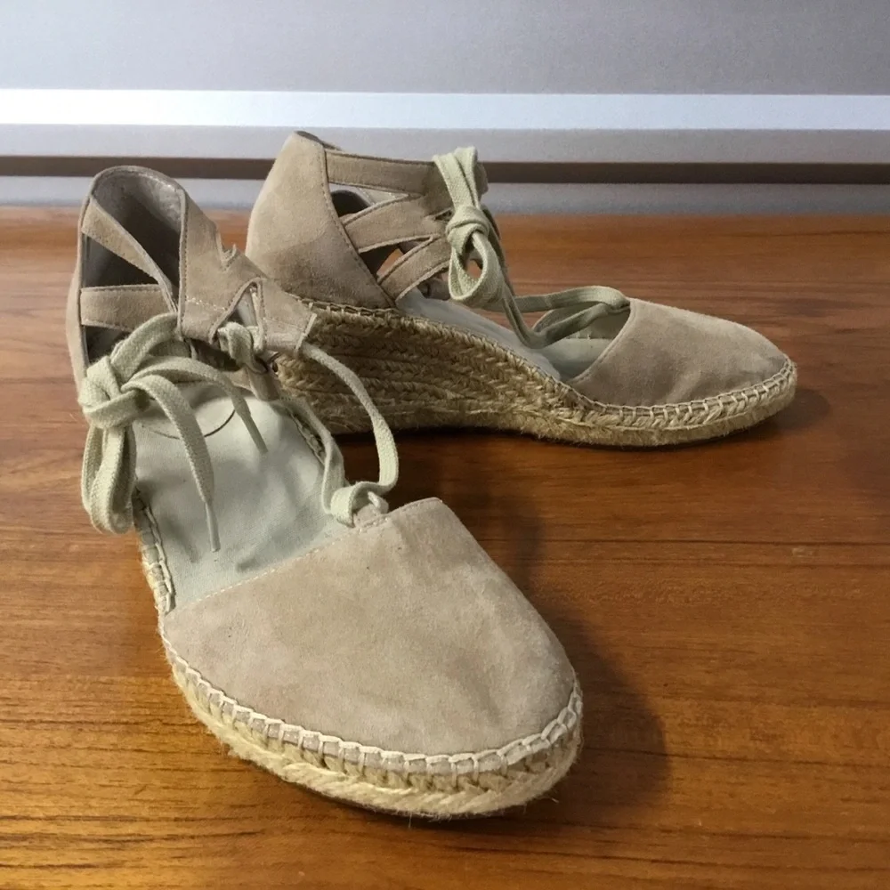 Abeo Women Dee Tan Suede Lace Up Fisherman Bio System Espadrilles Sandal Size 7